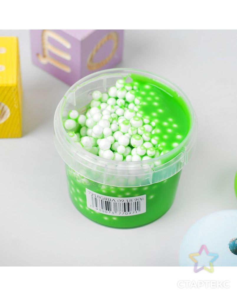 Слайм «Плюх»,зеленый с шариками, контейнер 90 г арт. СМЛ-61836-1-СМЛ0003953472 2