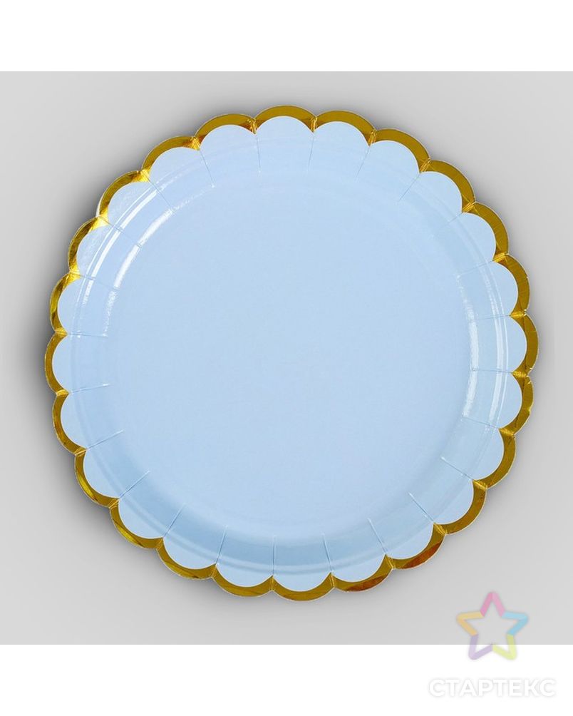 Тарелка бумажная, с тиснением, набор 6 шт., цвет голубой арт. СМЛ-139190-1-СМЛ0003968742