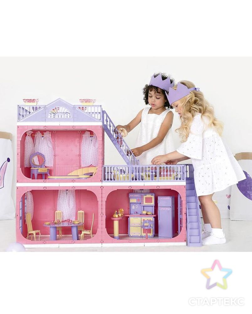 Коттедж двухэтажный для кукол «Маленькая принцесса» арт. СМЛ-61553-1-СМЛ0003971252 1