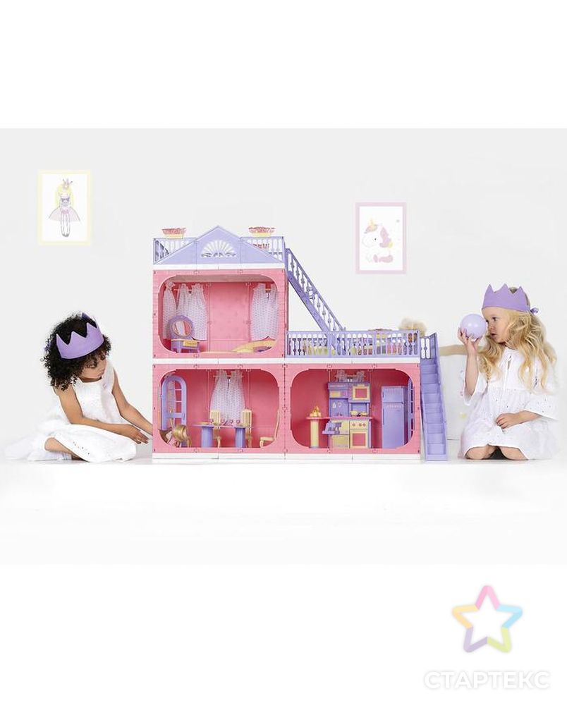 Коттедж двухэтажный для кукол «Маленькая принцесса» арт. СМЛ-61553-1-СМЛ0003971252 3