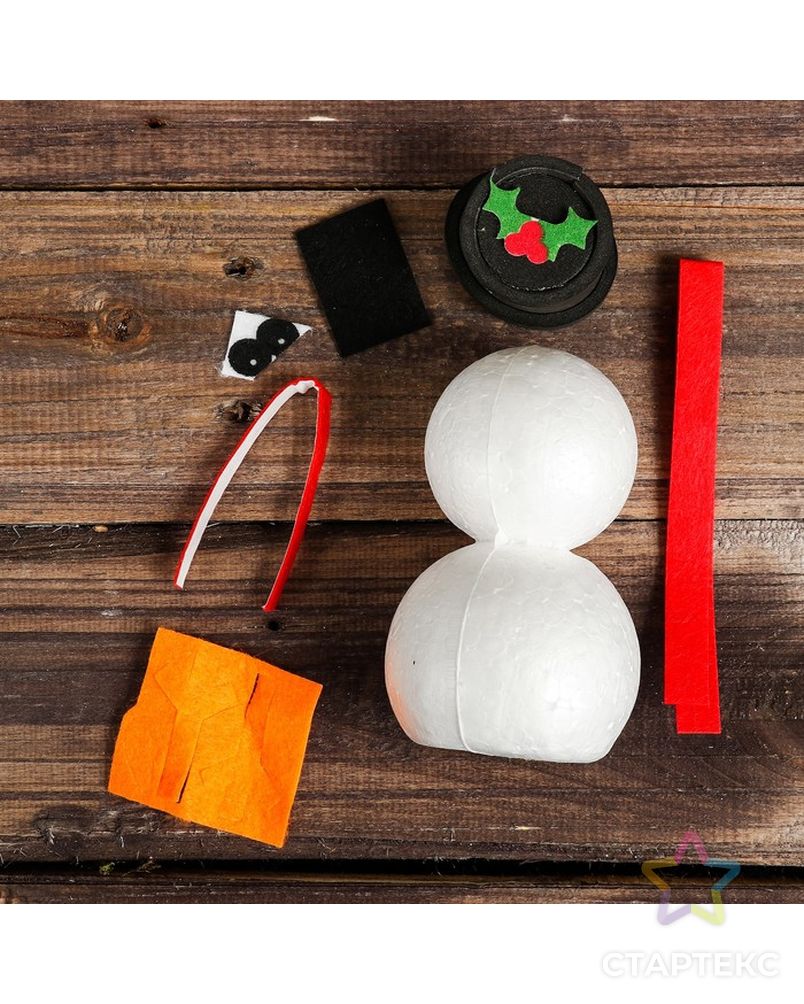 Набор для творчества-создай новогоднее украшение "Снеговик в цилиндре" арт. СМЛ-17057-1-СМЛ3974431