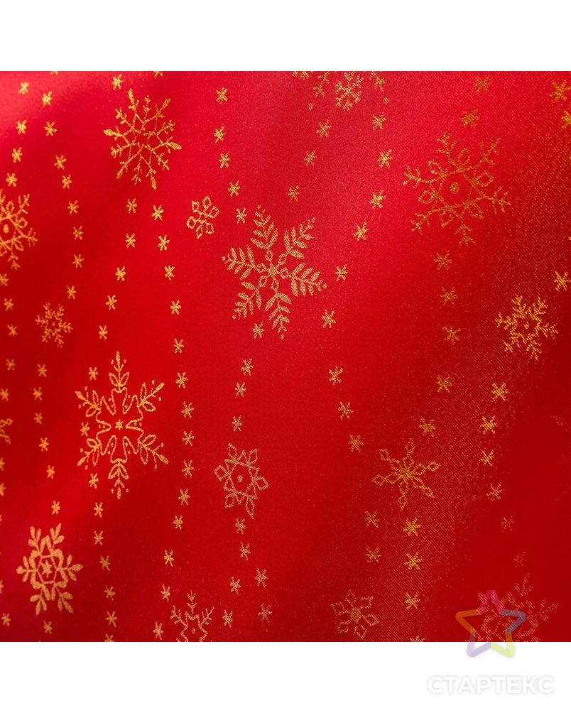Скатерть Доляна «Снежинки» цвет красный, 150×180 см, 115 ± 10 г/м², 100% п/э арт. СМЛ-23377-4-СМЛ3997194