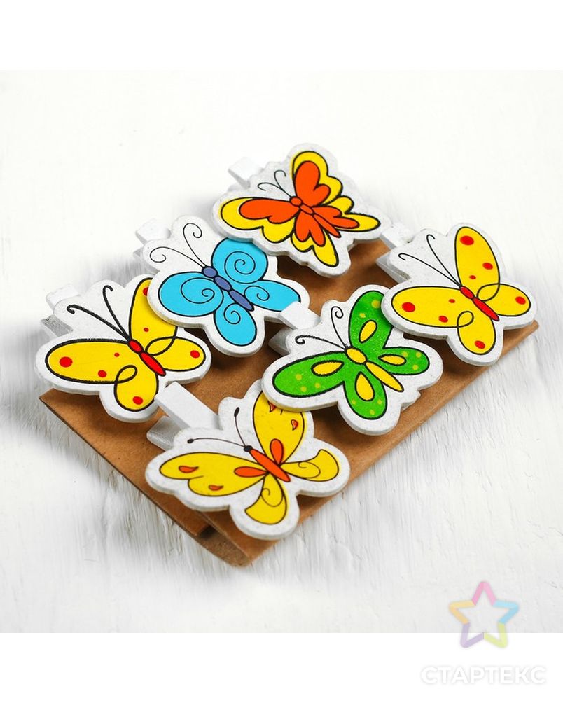 Набор декоративных прищепок "Бабочки" 1×12×13 см арт. СМЛ-17593-1-СМЛ4002532 1