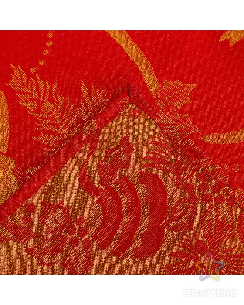 Скатерть Доляна «Счастливый Новый год» цвет красный, 150×220 см, 115 ± 10 г/м², 100% п/э арт. СМЛ-23376-4-СМЛ4002909 6