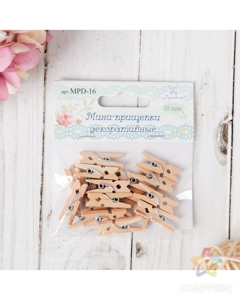Заказать Набор декоративных мини-прищепок "Рукоделие" 18 шт, натуральное дерево арт. СМЛ-29880-1-СМЛ4008996 в Новосибирске