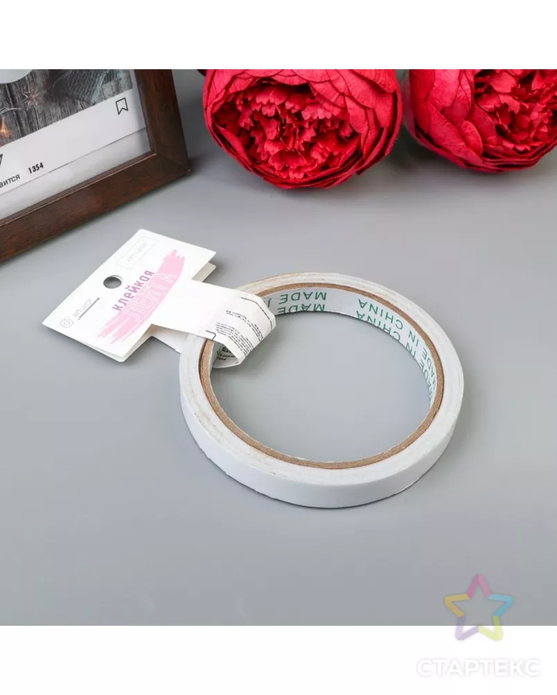 Клейкая лента двусторонняя пластик ширина 1,2 см намотка 10 метров арт. СМЛ-17862-1-СМЛ4017649 - рис. 2