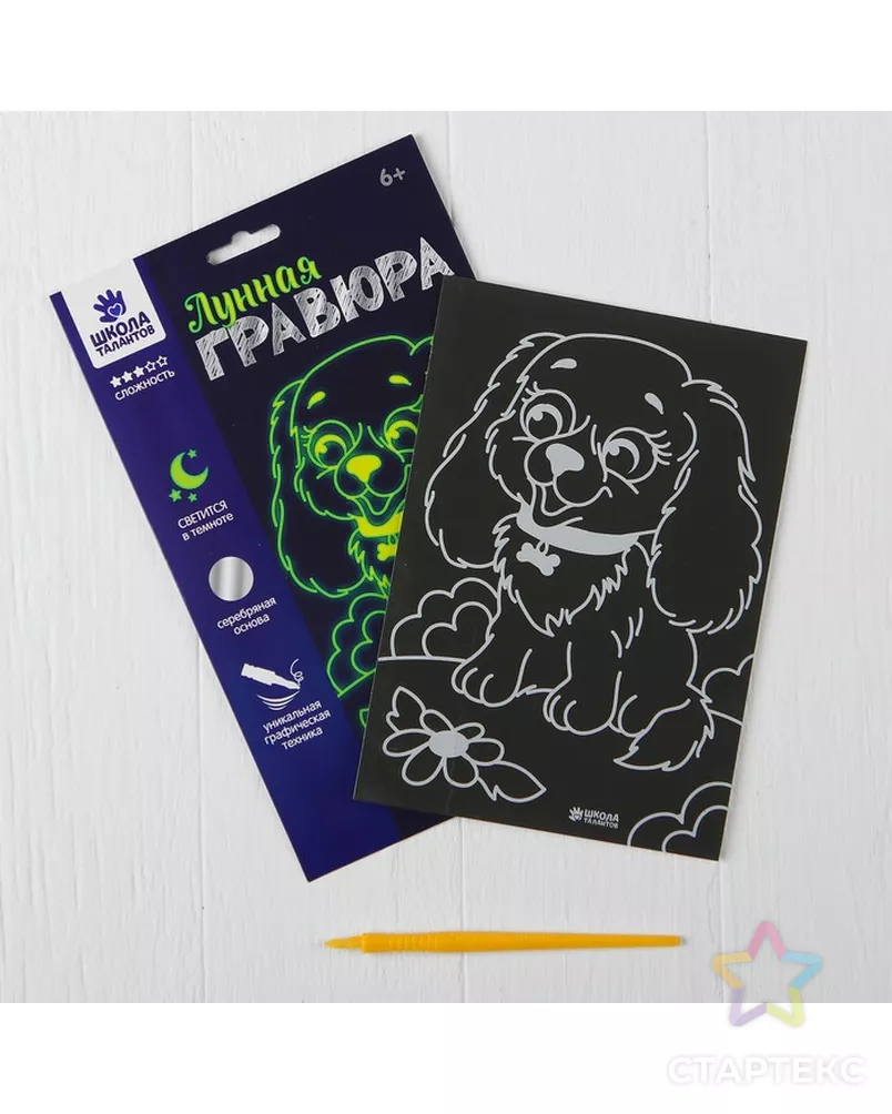 Лунная гравюра "Веселая собачка" 14,8*21 см арт. СМЛ-84973-1-СМЛ0004024846 - рис. 2