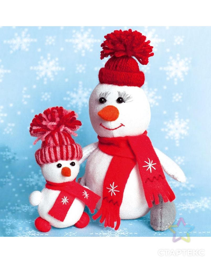 Набор для создания игрушки из фетра серия "Снегомама и снегодочка" 16,5 см и 10,5 см арт. СМЛ-18316-1-СМЛ4038181