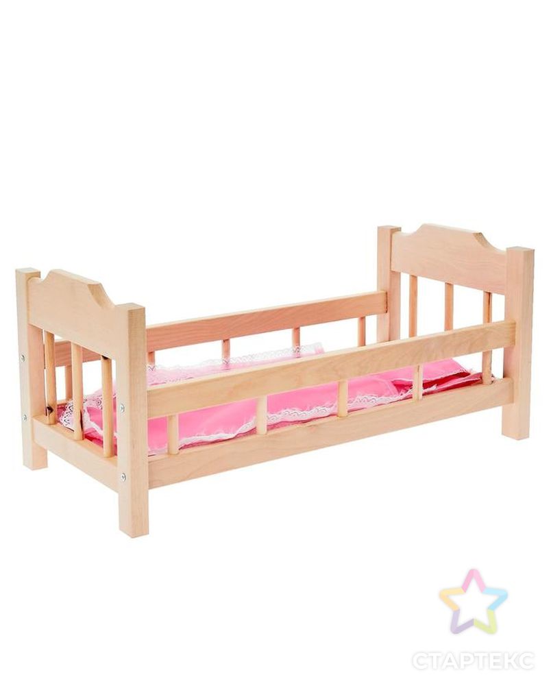 Кроватка для кукол деревянная №14, цвета МИКС арт. СМЛ-62769-1-СМЛ0004058849 2