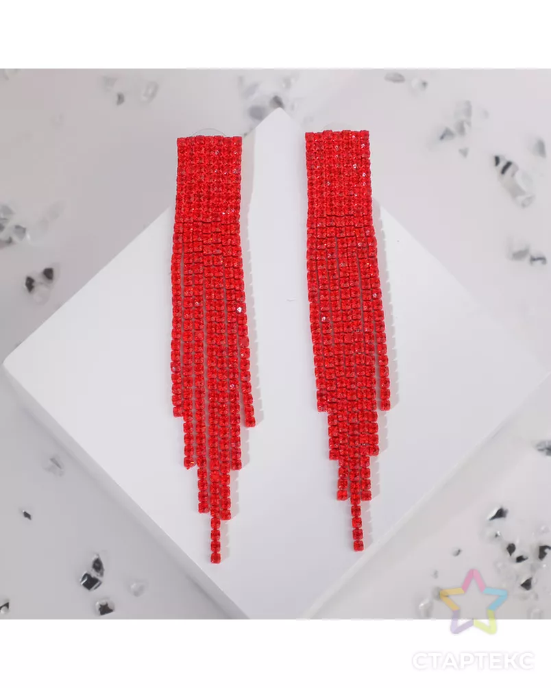 Серьги висячие "Маскарад" ступенька, цвет красный арт. СМЛ-24315-1-СМЛ4087581 - рис. 1