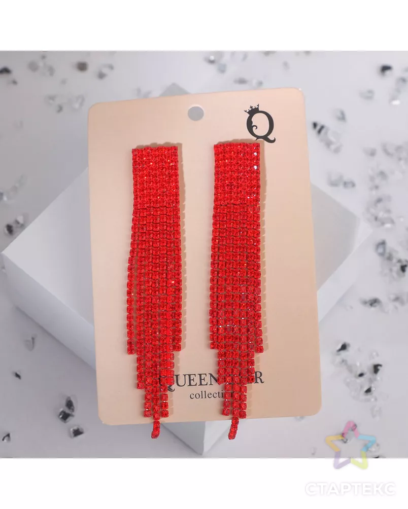 Серьги висячие "Маскарад" ступенька, цвет красный арт. СМЛ-24315-1-СМЛ4087581 - рис. 2