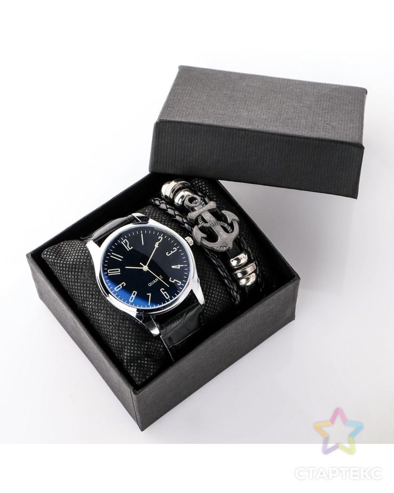 Подарочный набор 2 в 1 "Boune": наручные часы и браслет арт. СМЛ-19165-1-СМЛ4089741 1