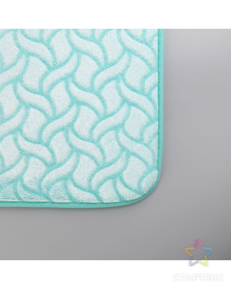 Набор ковриков для ванны и туалета «Винель», 2 шт: 40×50, 50×80 см, цвет бирюзовый арт. СМЛ-30407-1-СМЛ4094145 3