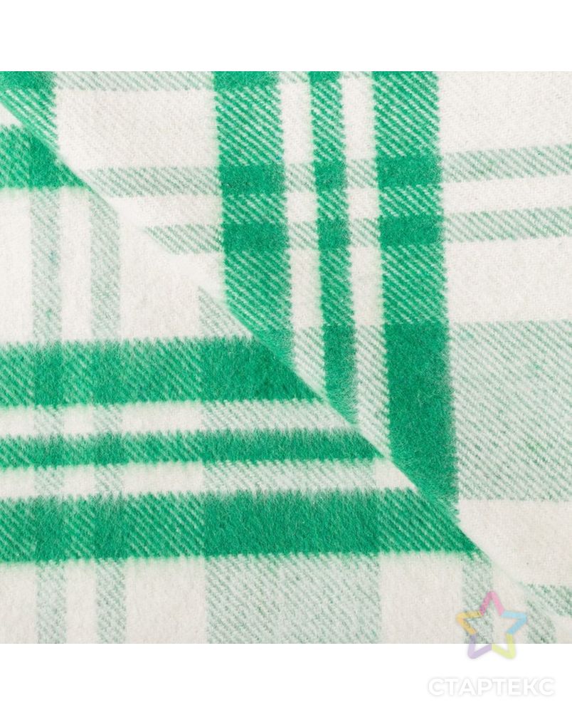 Одеяло байковое, 420 г/м2, 140х205 клетка Мадрид зелёный, 80% хлопок, 20% лавсан арт. СМЛ-32808-1-СМЛ4101073 2