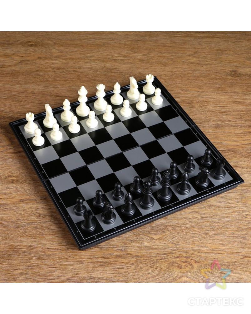 Настольная игра 3 в 1 "Классика": шахматы, шашки, нарды, магнитная доска 32х32 см арт. СМЛ-50819-1-СМЛ0000411298 1