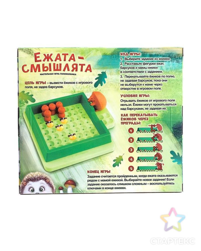 Настольная игра головоломка «Ежата-смышлята», задания с ответами, 5 уровней сложности арт. СМЛ-67526-1-СМЛ0004122798 6