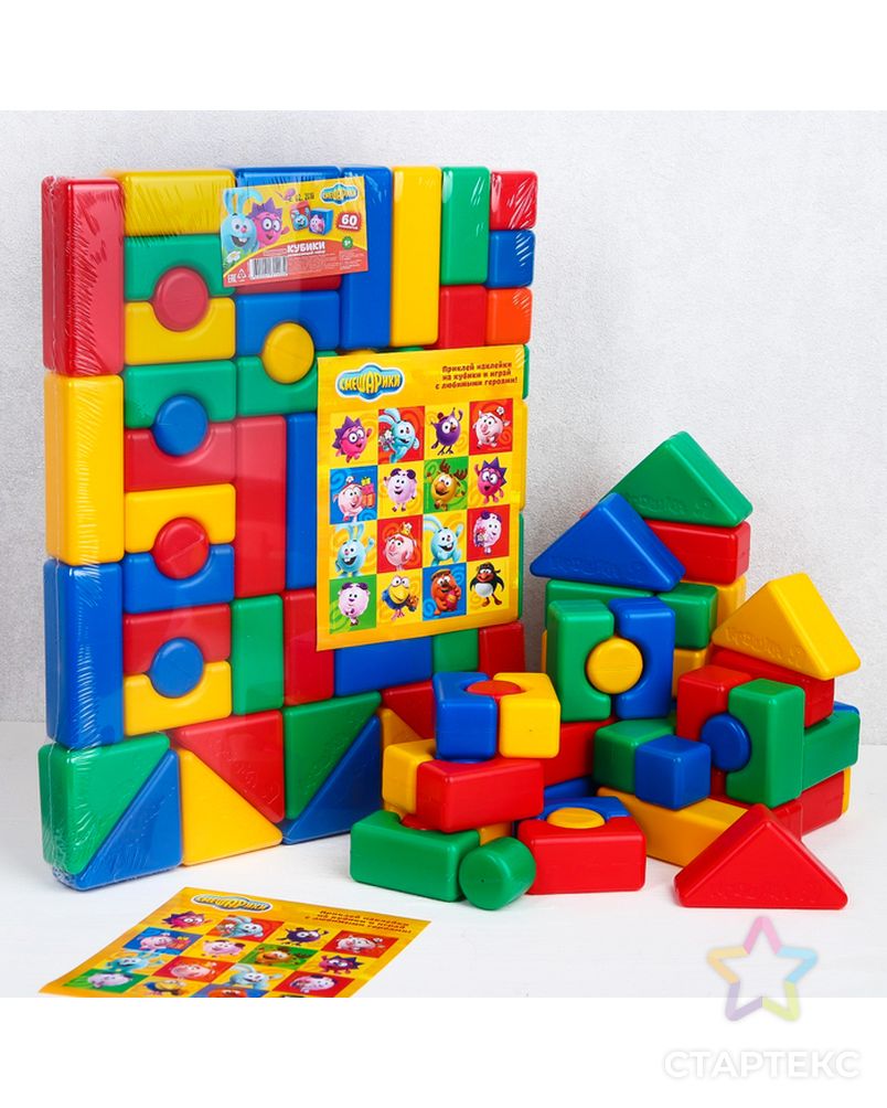 Набор цветных кубиков, "Смешарики", 60 элементов, 4х4 см арт. СМЛ-110357-1-СМЛ0004131403 1