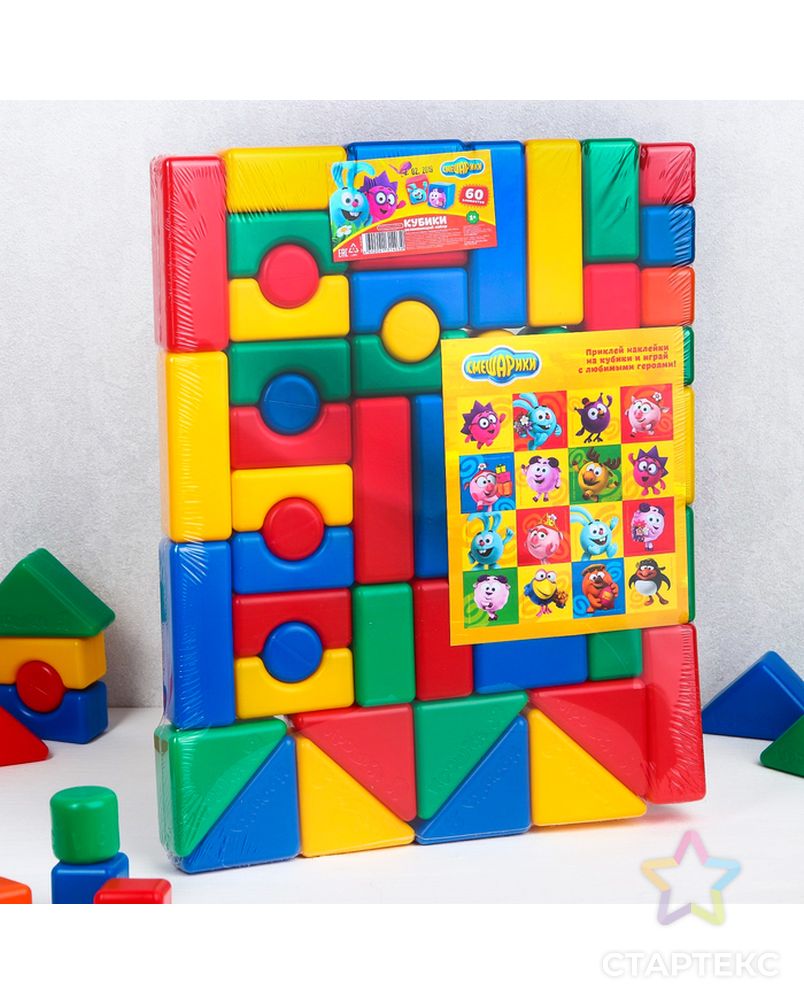 Набор цветных кубиков, "Смешарики", 60 элементов, 4х4 см арт. СМЛ-110357-1-СМЛ0004131403 5
