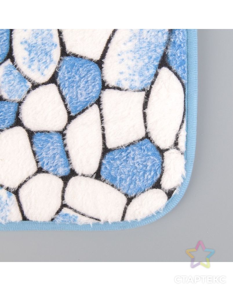 Набор ковриков для ванны и туалета «Галька», 2 шт: 40×50, 50×80 см, цвет синий арт. СМЛ-30326-1-СМЛ4138475 3