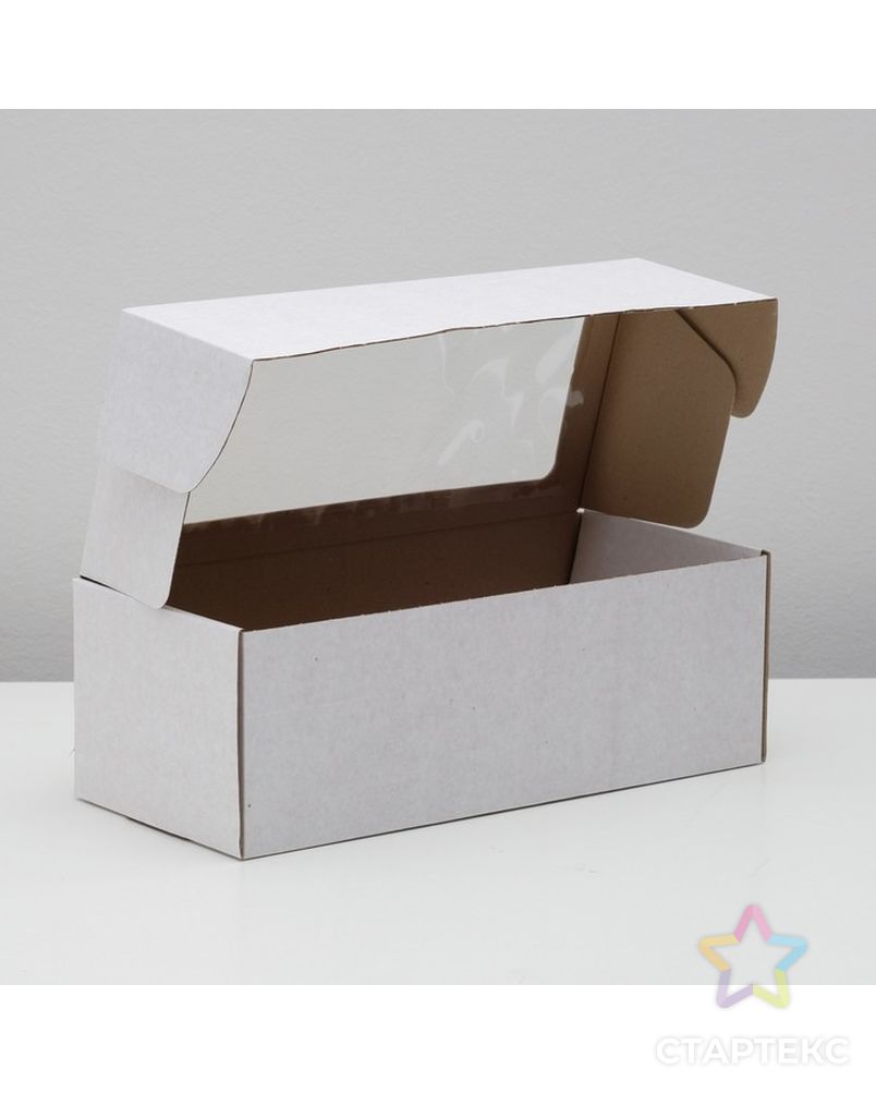 Коробка самосборная, с окном, белая, 16 х 35 х 12 см арт. СМЛ-98401-1-СМЛ0004145843 2