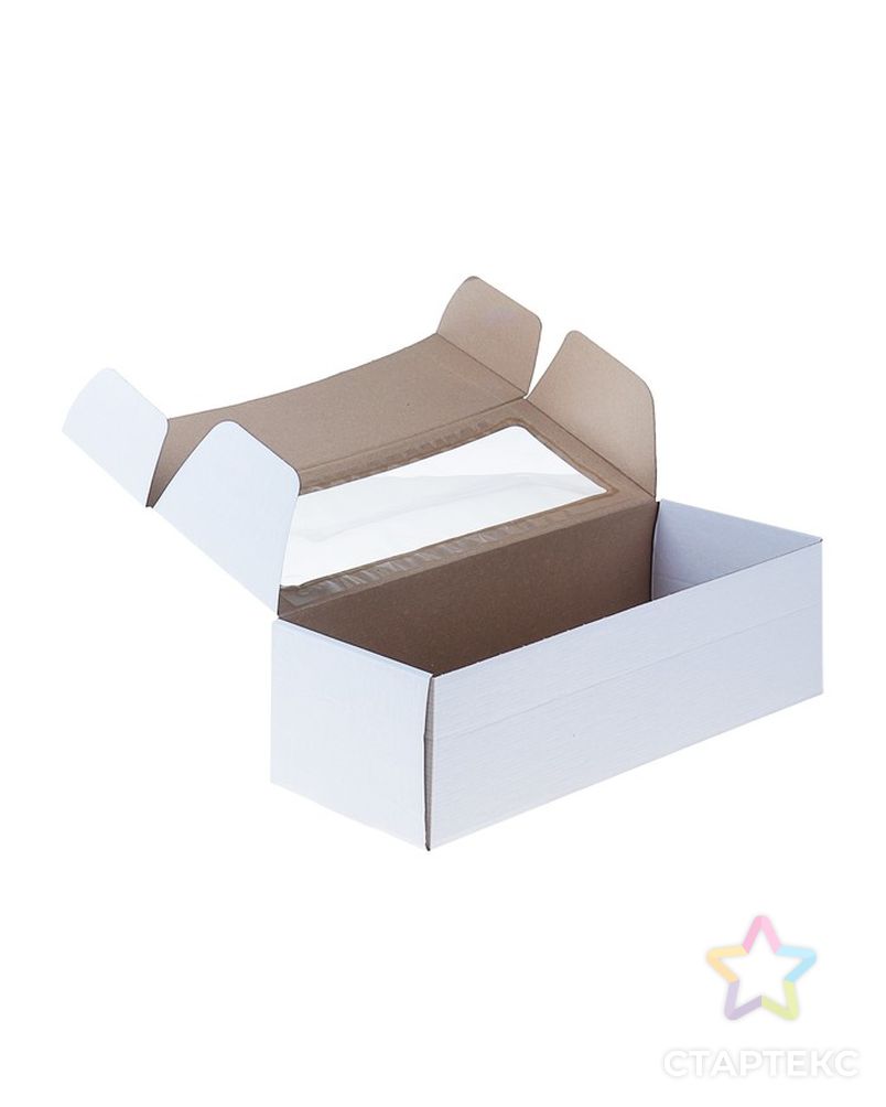 Коробка самосборная, с окном, белая, 16 х 35 х 12 см арт. СМЛ-98401-1-СМЛ0004145843 3