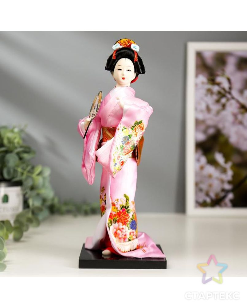 Кукла коллекционная "Японка в розовом кимоно с опахало" 25х9,5х9,5 см арт. СМЛ-66455-1-СМЛ0004147018 1