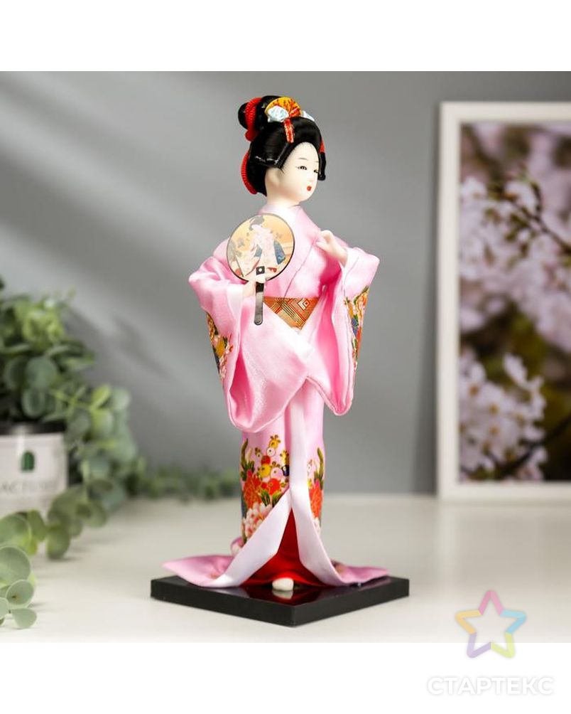 Кукла коллекционная "Японка в розовом кимоно с опахало" 25х9,5х9,5 см арт. СМЛ-66455-1-СМЛ0004147018 2