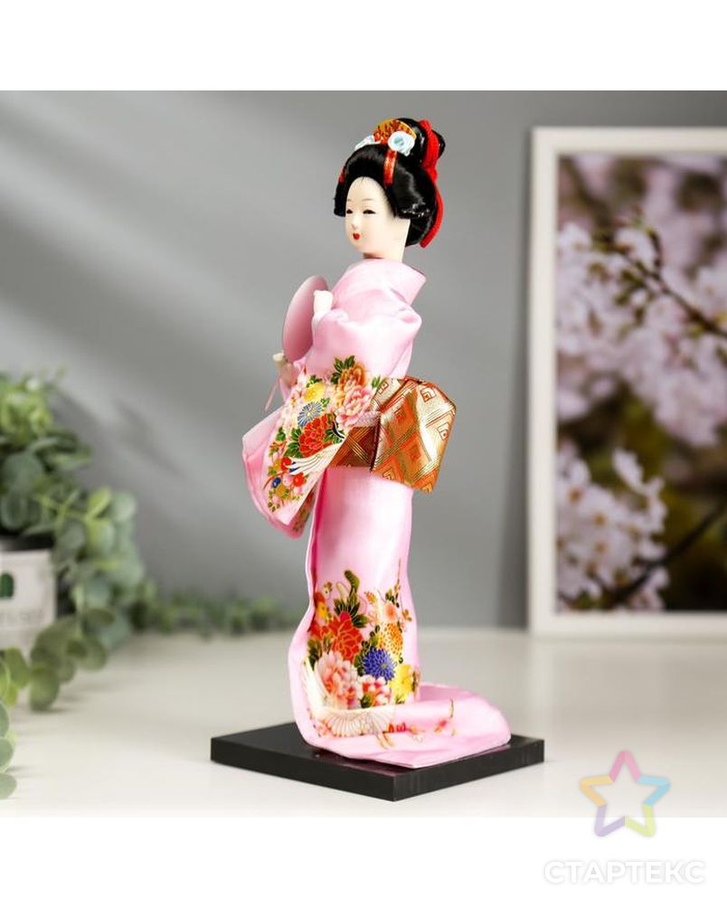 Кукла коллекционная "Японка в розовом кимоно с опахало" 25х9,5х9,5 см арт. СМЛ-66455-1-СМЛ0004147018 3