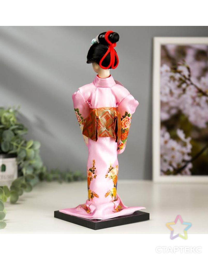 Кукла коллекционная "Японка в розовом кимоно с опахало" 25х9,5х9,5 см арт. СМЛ-66455-1-СМЛ0004147018 4