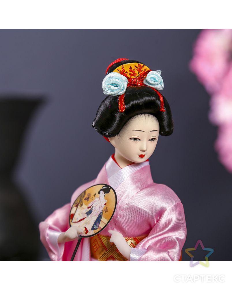 Кукла коллекционная "Японка в розовом кимоно с опахало" 25х9,5х9,5 см арт. СМЛ-66455-1-СМЛ0004147018 5
