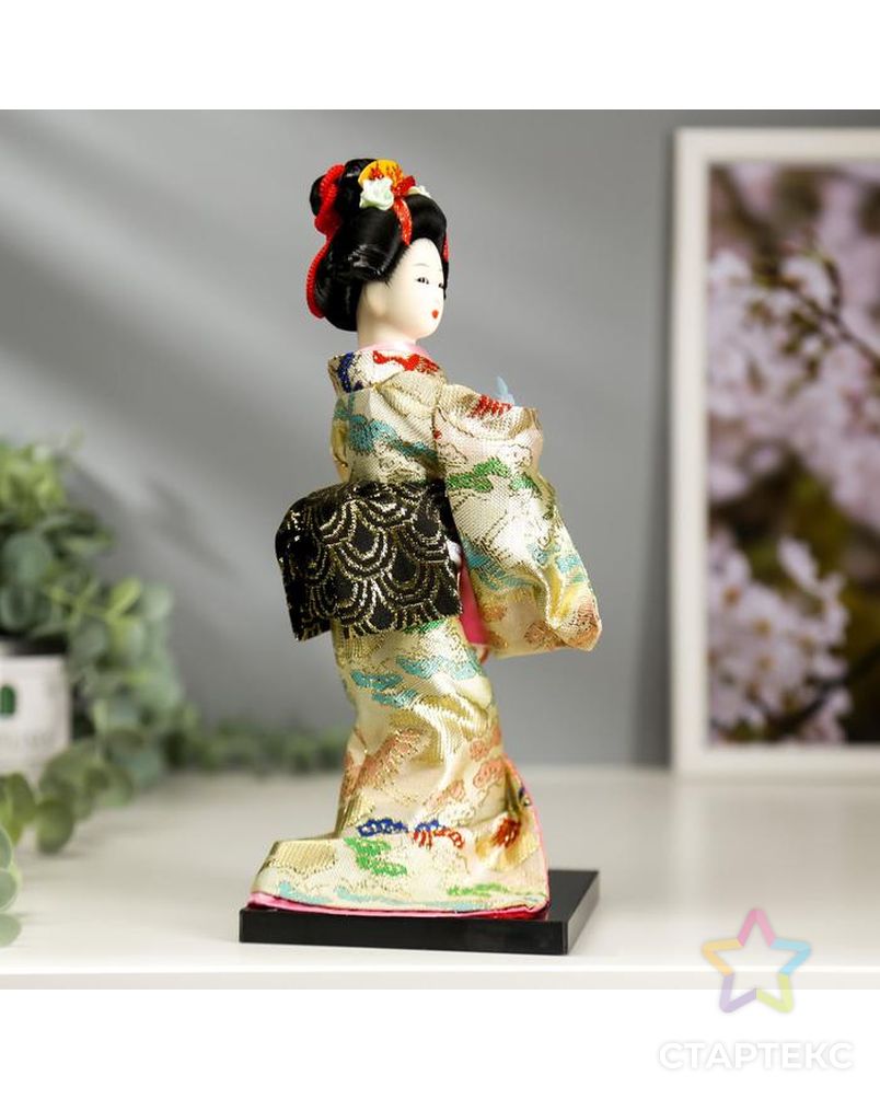 Кукла коллекционная "Японка в цветочном кимоно с бабочкой на руке" 25х9,5х9,5 см арт. СМЛ-66466-1-СМЛ0004147020 3