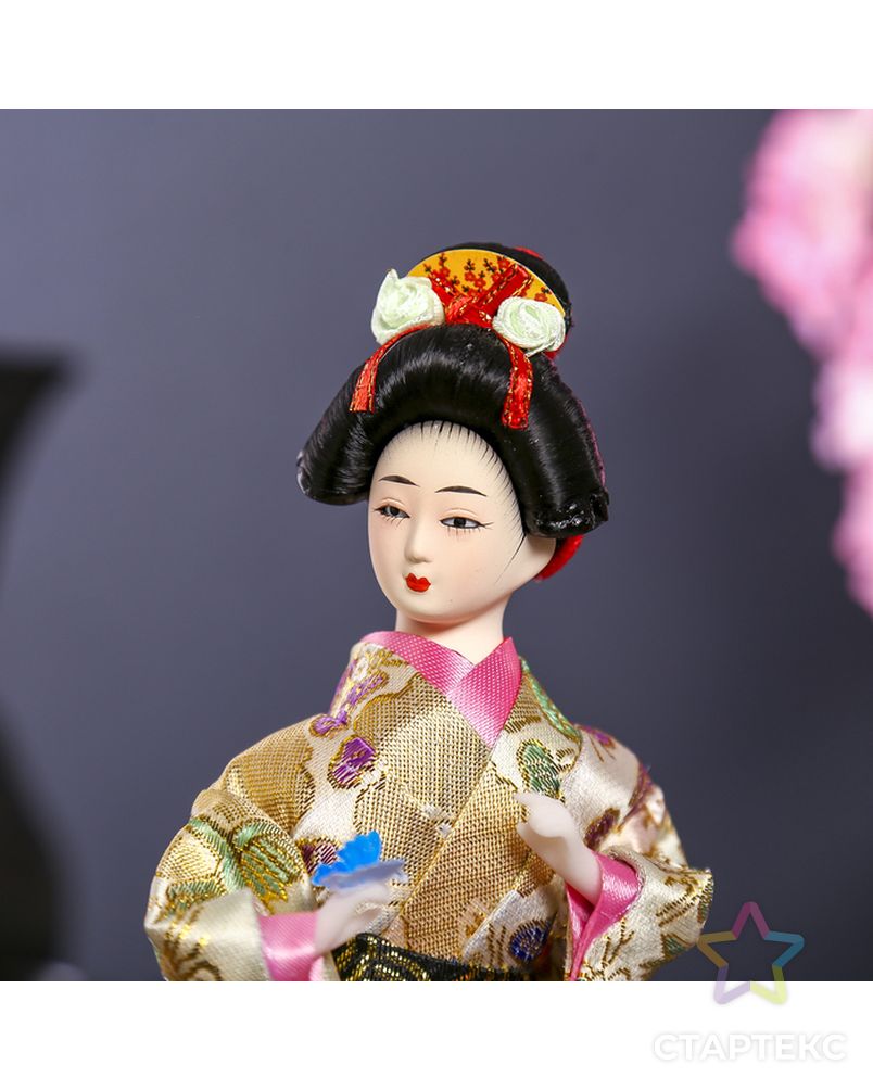 Кукла коллекционная "Японка в цветочном кимоно с бабочкой на руке" 25х9,5х9,5 см арт. СМЛ-66466-1-СМЛ0004147020 5