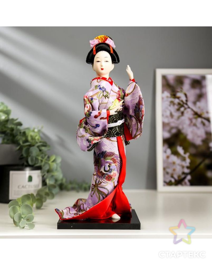 Кукла коллекционная "Японка в цветочном кимоно с бабочкой на руке" 30х12,5х12,5 см арт. СМЛ-66469-1-СМЛ0004147023 1