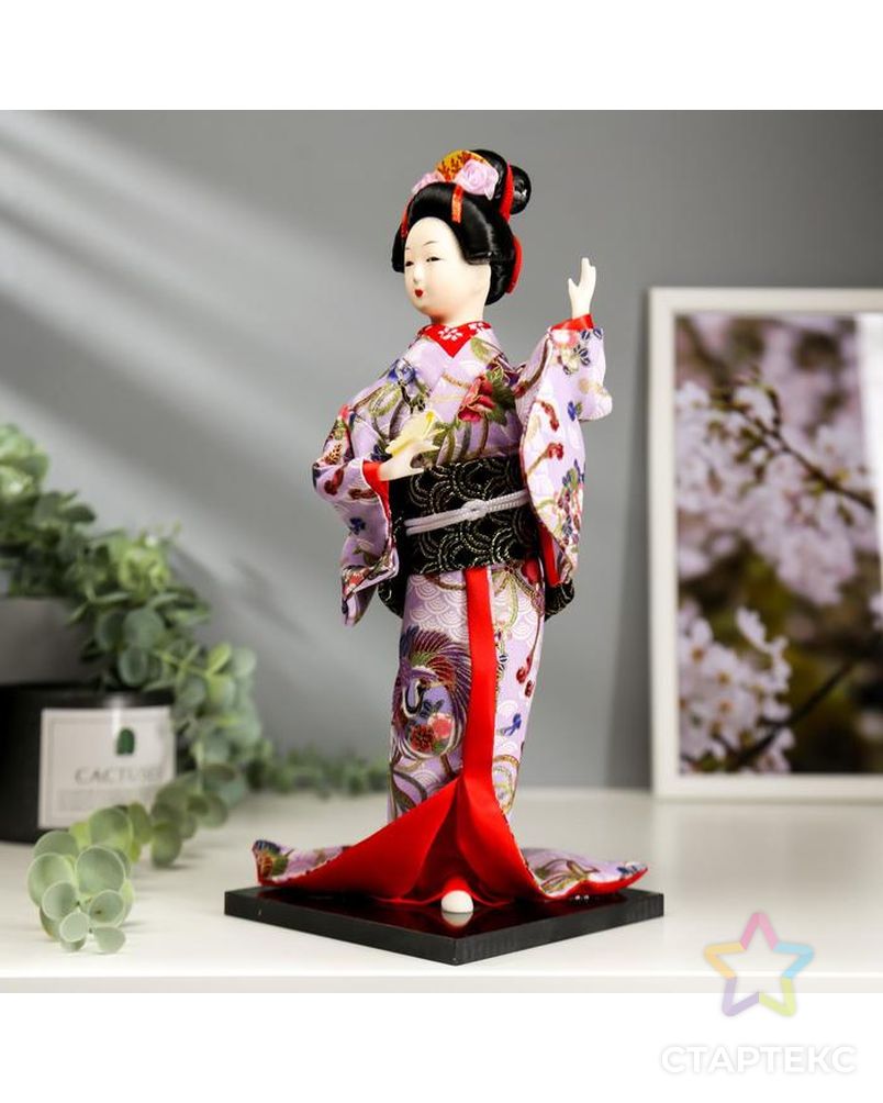 Кукла коллекционная "Японка в цветочном кимоно с бабочкой на руке" 30х12,5х12,5 см арт. СМЛ-66469-1-СМЛ0004147023 2