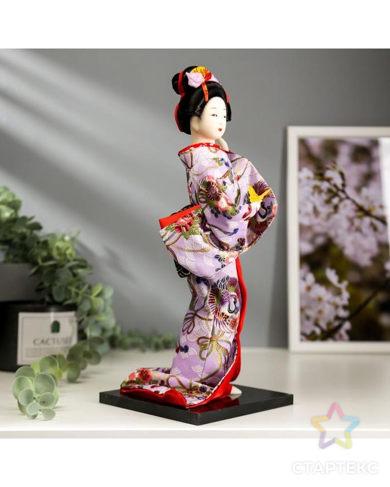 Кукла коллекционная "Японка в цветочном кимоно с бабочкой на руке" 30х12,5х12,5 см арт. СМЛ-66469-1-СМЛ0004147023 3