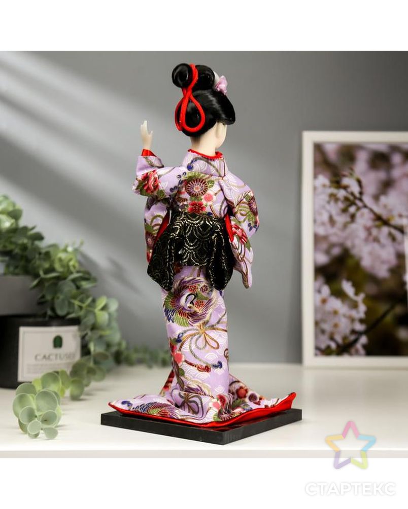 Кукла коллекционная "Японка в цветочном кимоно с бабочкой на руке" 30х12,5х12,5 см арт. СМЛ-66469-1-СМЛ0004147023 4