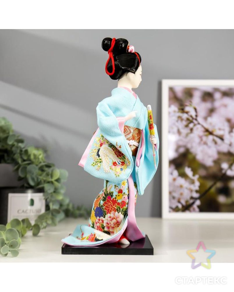 Кукла коллекционная "Японка в голубом кимоно с зонтом" 30х12,5х12,5 см арт. СМЛ-66456-1-СМЛ0004147026 3