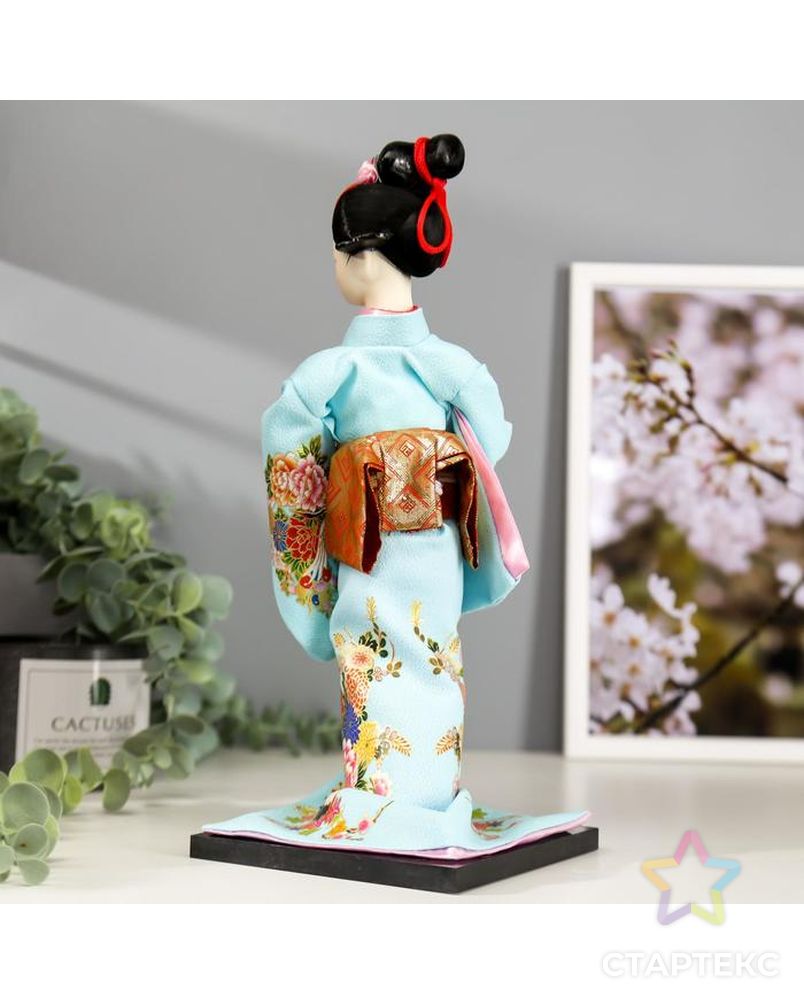 Кукла коллекционная "Японка в голубом кимоно с зонтом" 30х12,5х12,5 см арт. СМЛ-66456-1-СМЛ0004147026 4