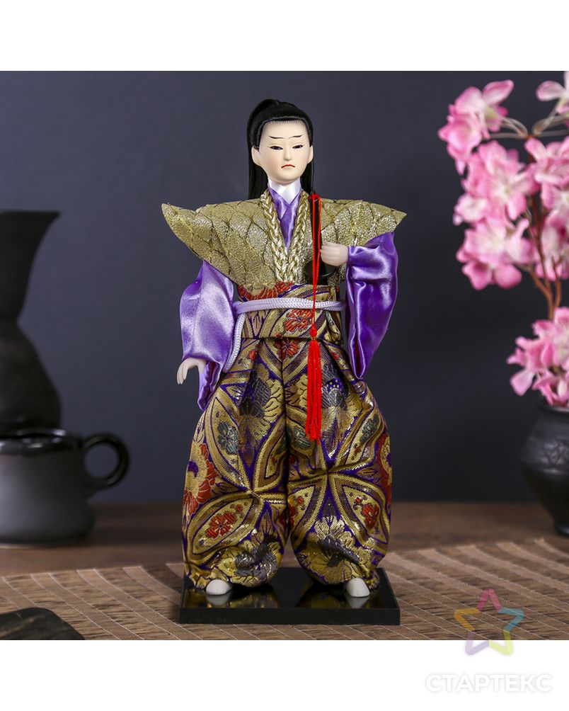 Кукла коллекционная "Самурай в золотом кимоно с мечом" 30х12,5х12,5 см арт. СМЛ-84976-1-СМЛ0004147029 1