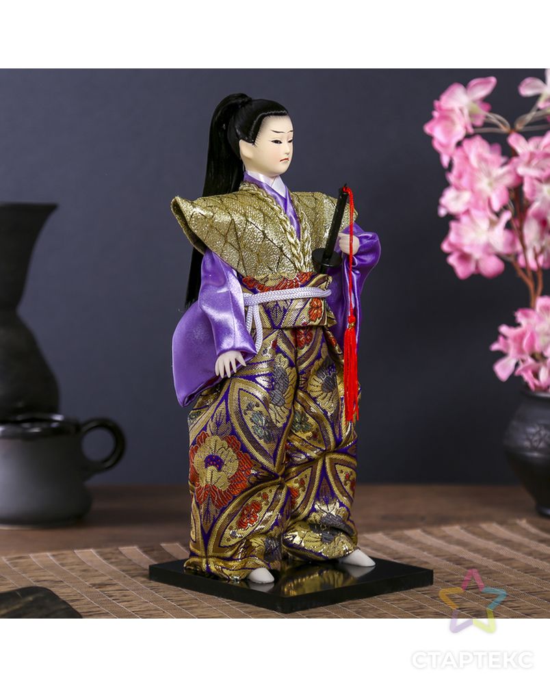 Кукла коллекционная "Самурай в золотом кимоно с мечом" 30х12,5х12,5 см арт. СМЛ-84976-1-СМЛ0004147029 2