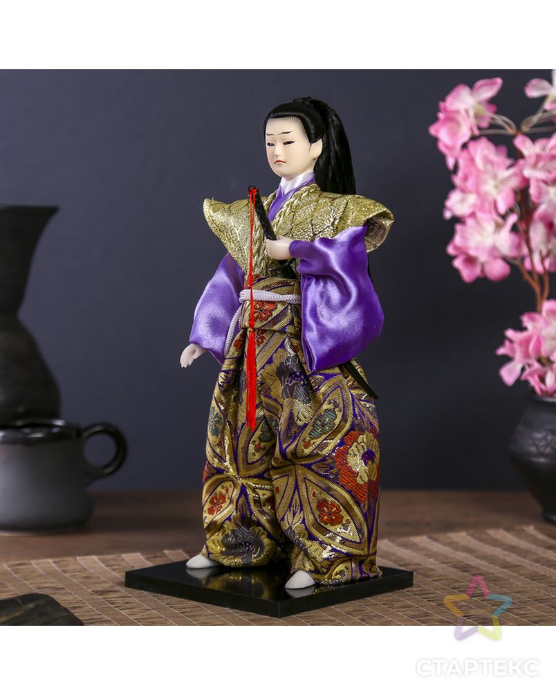 Кукла коллекционная "Самурай в золотом кимоно с мечом" 30х12,5х12,5 см арт. СМЛ-84976-1-СМЛ0004147029 3