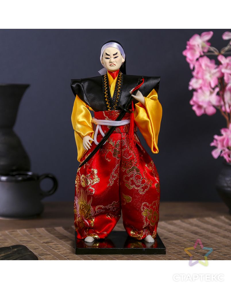 Кукла коллекционная "Воин в ярком кимоно с саблей" 30х12,5х12,5 см арт. СМЛ-66468-1-СМЛ0004147030 1
