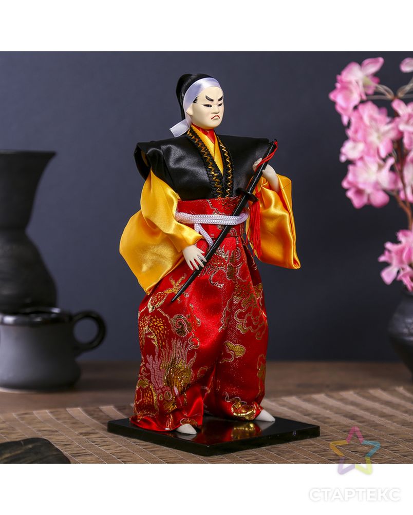 Кукла коллекционная "Воин в ярком кимоно с саблей" 30х12,5х12,5 см арт. СМЛ-66468-1-СМЛ0004147030 2