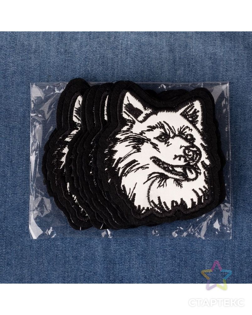 Термоаппликация «Волк», 7 × 6 см, цвет чёрно-белый арт. СМЛ-27493-1-СМЛ4157859