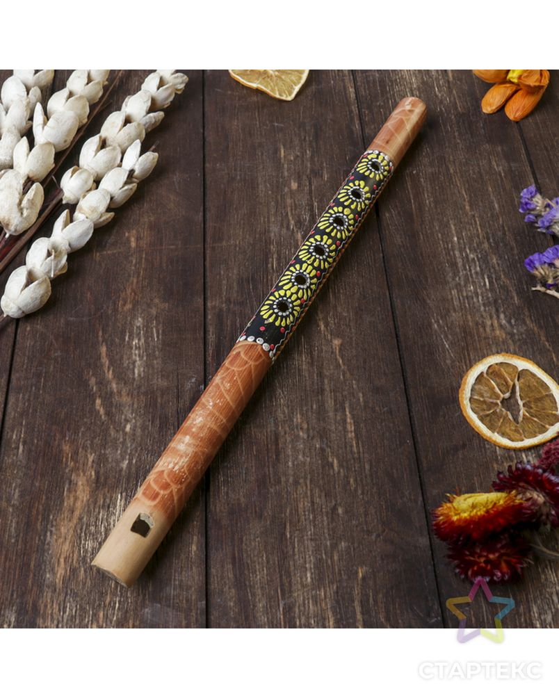 Музыкальный инструмент бамбук "Флейта Этнический орнамент" 35x2,5x2,5 см арт. СМЛ-67240-1-СМЛ0004165556 2