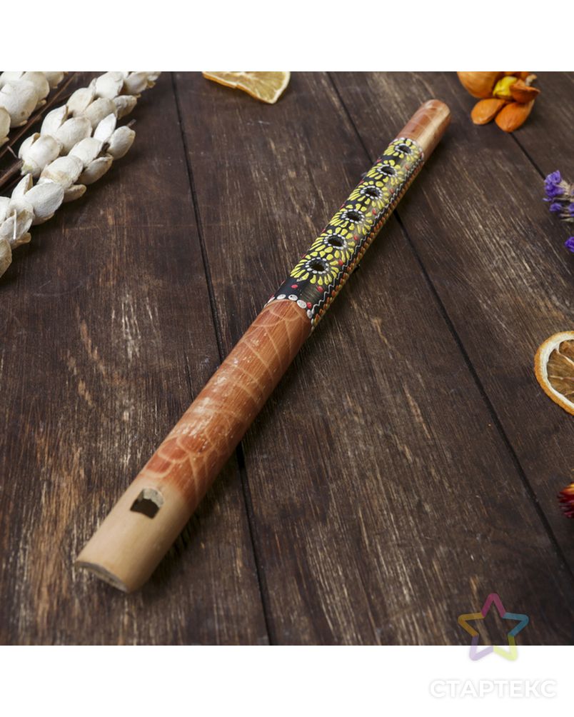 Музыкальный инструмент бамбук "Флейта Этнический орнамент" 35x2,5x2,5 см арт. СМЛ-67240-1-СМЛ0004165556 4