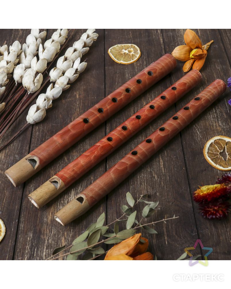 Музыкальный инструмент бамбук "Флейта" 30x2,5x2,5 см арт. СМЛ-67243-1-СМЛ0004165860 1