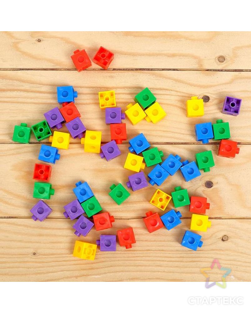 Обучающий набор «Кубики-конструктор: учимся считать» с заданиями, 50 кубиков арт. СМЛ-70913-1-СМЛ0004181515 2