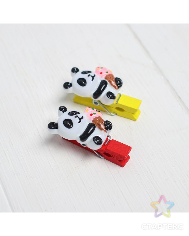 Набор декоративных прищепок «Панда с мороженным» 2×12,5×10,5 см, МИКС арт. СМЛ-28573-1-СМЛ4187408 2