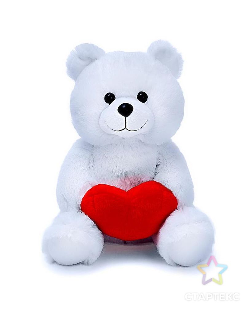 Мягкая игрушка «Медведь Вельвет» с валентинкой, 30 см, цвет белый арт. СМЛ-65770-1-СМЛ0004201500